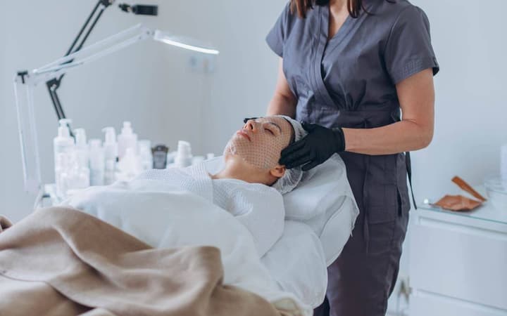 Medical spa esthetician performing a facial treatment