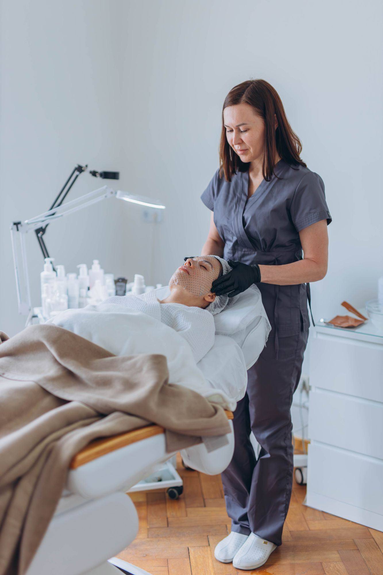 Medical spa esthetician performing a facial treatment